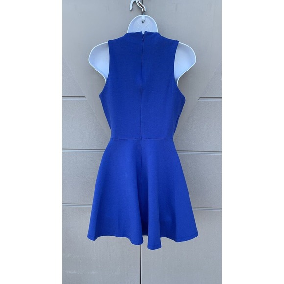 Lovers + Friends Sz Med Mi Amor Mini Fit And Flare Skater Dress Royal Blue Knit - Picture 5 of 11